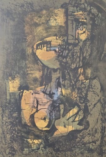 Georgi Daskaloff - IN AUTUMNE - Abstract Lithograph Mid Century Expressionism