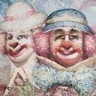 LISTED ARTIST William Moninet Vintage Art Original Oil Painting Circus Clowns