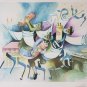Signed Artist Proof Print by ARI GRADUS Dancing Rabbi's Torah Jewish Judaica Art