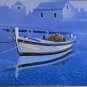 Signed Branko Modic Large Croatian Boat Harbor Seascape Art Painting Croatia