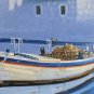 Signed Branko Modic Large Croatian Boat Harbor Seascape Art Painting Croatia