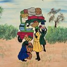 Signed Adelson Women in the Countryside Haitian Naif Folk Art Painting Haiti