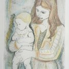 SIGNED IRVING AMEN 1918-2011 - MOTHER & DAUGHTER - LITHOGRAPH ART JUDAICA PRINT