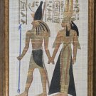Framed Egyptian God Horus Queen Nefertari Egypt Kemet Large Papyrus Art Painting