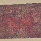 1980s Signed Miguel Cubiles RED COW Mixed Media on Paper CUBAN Listed  Artist