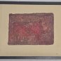 1980s Signed Miguel Cubiles RED COW Mixed Media on Paper CUBAN Listed  Artist