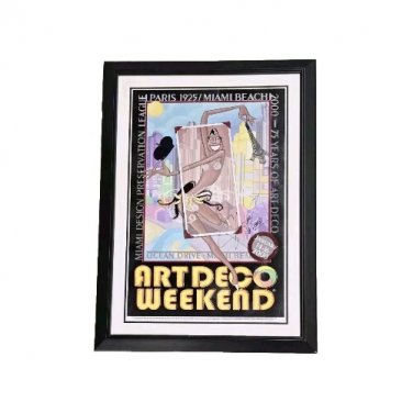 Signed Sebastian Paul 2000 Josephine Baker Art Deco Weekend Miami Beach Poster