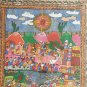 Vintage Mexican Folk Art - Wedding Rodeo Cockfighting Scene Amate Bark Painting