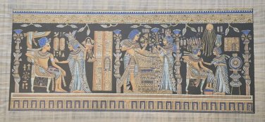 Large Framed The Golden Marriage of King Tutankhamun Egypt Papyrus Art Painting