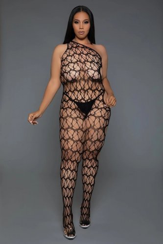 NEW Sexy BeWicked Women's IN YOUR DREAMS Fishnet Bodystocking Black Lingerie