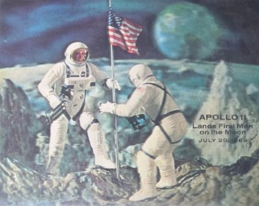 Rare 1969 NASA APOLLO 11 Lands First Men on the Moon 3D Space HOLOGRAM 14x11