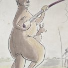 Rare 1960 R. Horwitz Kangaroo with Javelin Olympic Sports Cartoon Watercolor Art Rare 1960 R. Horwitz Kangaroo with Javelin Olympic Sports Cartoon Watercolor Art