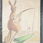 Rare 1960 R. Horwitz Kangaroo with Javelin Olympic Sports Cartoon Watercolor Art