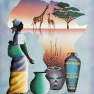 Signed Haverty - Mother & Child in Africa - Original Black Memorabilia Painting