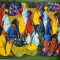 Signed Original Vintage & Rare Marketplace Haitian Painting by HAITI
