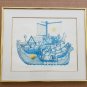 Signed Amram Ebgi "Noah and the Ark" Blue Color  Embossed Gold Etching Art Print