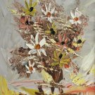 1984 Rare Signed Morris Katz Floral Art Flowers Textured Oil Masonite Painting