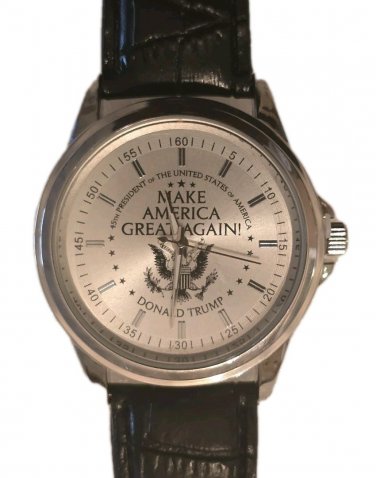 Donald Trump Make America Great Again Novelty Black Leather Quartz Watch POTUS