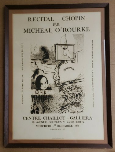 1976 Micheal O'rourke Chopin Exhibition Art Poster Print Micheal Farrell France