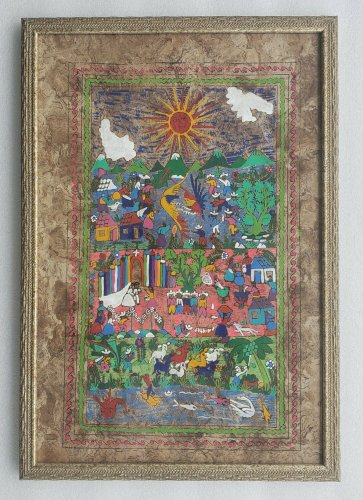 Vintage Mexican Folk Art - Wedding & Festive Family Scenes Amate Bark Painting