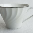 (1) Norleans Estate Fine China White Tea Cup Swirled Rim Platinum Trim (1) Norleans Estate Fine China White Tea Cup Swirled Rim Platinum Trim