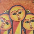 2010 Signed MIGUELA Three Woman Large Framed Art Painting Dominican Republic