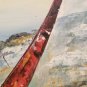 Rare Unsigned Haitian Art Caribbean Scenic Harbor Hillside Large Painting Haiti