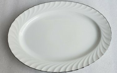 (1) Norleans Estate 14" Oval Serving Platter Fine China Swirled Platinum Trim
