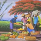 2007 Signed Edouard Michelet Flamboyant Tree Haitian Naif Folk Art Painting 2007 Signed Edouard Michelet Flamboyant Tree Haitian Naif Folk Art Painting