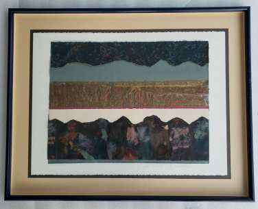 Signed & Numbered 1/1 Becky Sansing Gold Birds II Mixed Media Art Collage Print