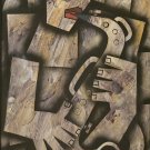2004 Signed Thosy - Saxophone Player -  Abstract Cubism Large Painting on Canvas