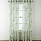 (1) JCPenney Home Caspian Sauterne Slate Turquoise Sheer Grommet Curtain 50 x 84