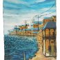 SIGNED MAYORGA - TOWN - SHORE SEASCAPE - LATINO ART SOUTH AMERICAN PAINTING