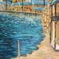 SIGNED MAYORGA - TOWN - SHORE SEASCAPE - LATINO ART SOUTH AMERICAN PAINTING