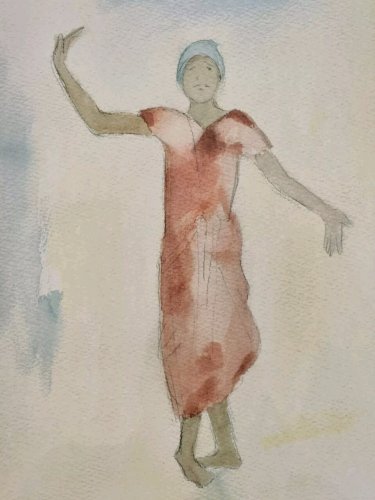 Framed & Matted Cambodian Dancer - Auguste Rodin 1906 Archival Quality Art Print