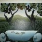 1980's Ruth Schindler Rare Vintage Handpainted Sheep Canvas Painting Signed by
