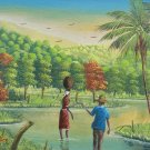Signed & Original Rony Millien Lovers in the Countryside Haitian Art Painting Signed & Original Rony Millien Lovers in the Countryside Haitian Art Painting