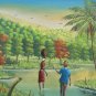 Signed & Original Rony Millien Lovers in the Countryside Haitian Art Painting