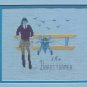 Vintage Renie Gloth Studio - The Barnstormer - Airplane Pilot Framed Needlework