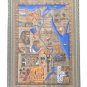Framed Egyptian Map, Landmarks, & Ancient Cities on Papyrus Art Signed Painting