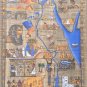 Framed Egyptian Map, Landmarks, & Ancient Cities on Papyrus Art Signed Painting
