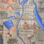 Framed Egyptian Map, Landmarks, & Ancient Cities on Papyrus Art Signed Painting