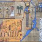 Framed Egyptian Map, Landmarks, & Ancient Cities on Papyrus Art Signed Painting