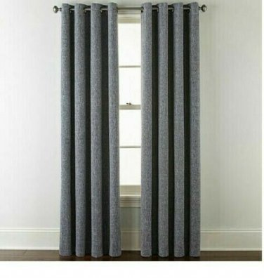 (1) JCP Home Sullivan DENIM BLUE WORN INDIGO Blackout Grommet Curtain 50 X 95