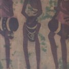 Original Kenyan Art THREE TRIBAL AFRICAN DRUMMERS Textile Batik Painting Africa