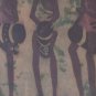 Original Kenyan Art THREE TRIBAL AFRICAN DRUMMERS Textile Batik Painting Africa