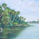 Rare Signed 1976 Ashby Jones Large Tropical Landscape Art Painting Florida