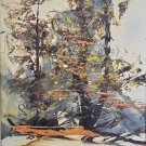Vintage 1980 Signed Morris Katz Floral Landscape Trees Textured 8 by 10 Painting