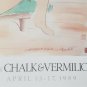 1989 Muramasa Kudo RECLINING WITH ROSES Chalk & Vermilion Art Poster Print NYC