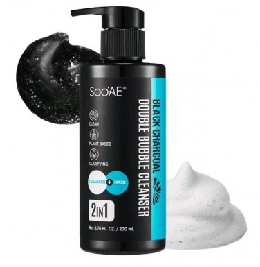 (1) Soo'AE Black Charcoal Double Bubble Cleanser + Mask 2 n 1 Purifying Skincare